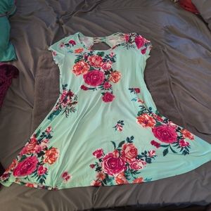 No Boundaries Turquoise and Floral Dress